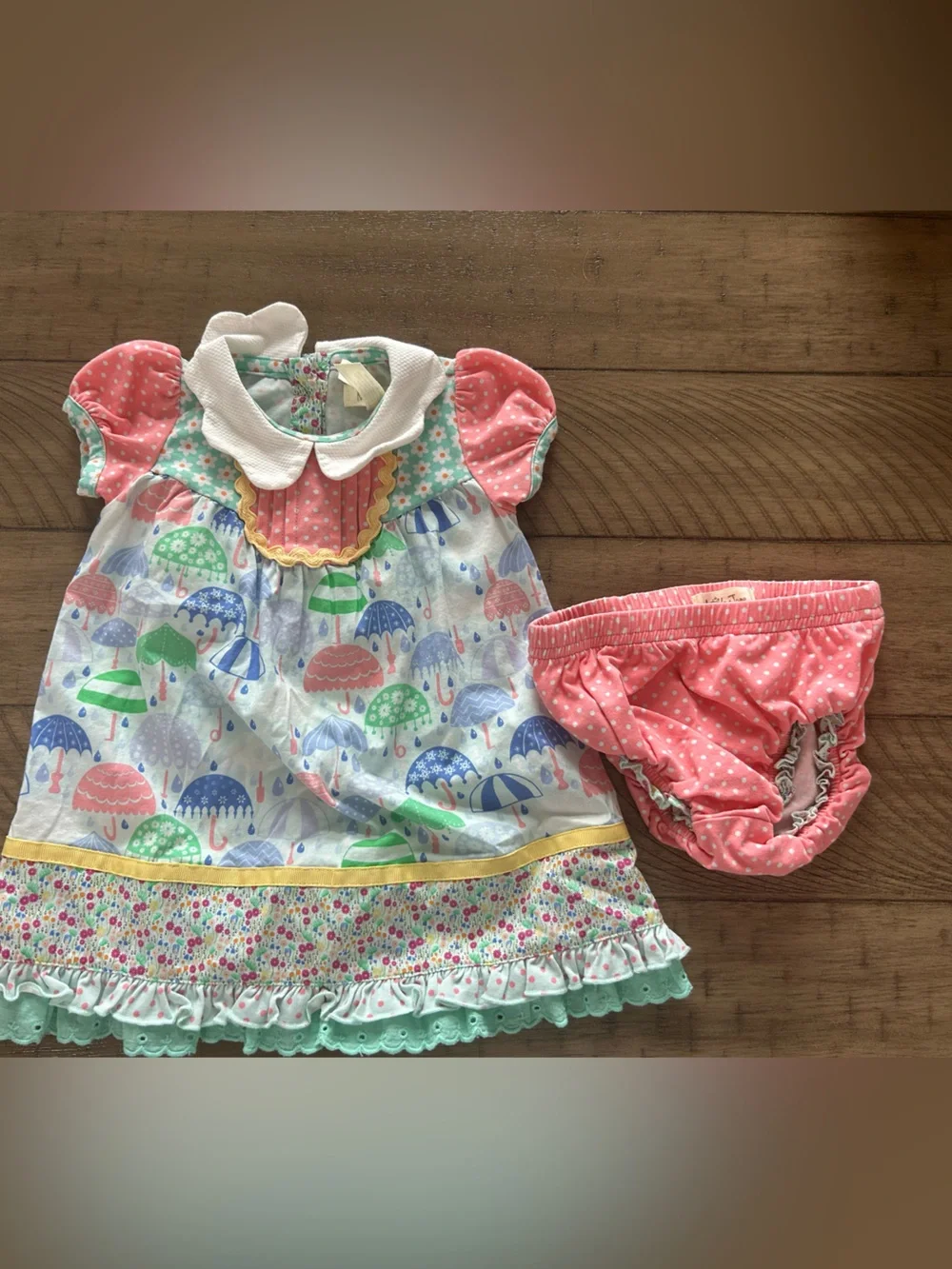 12M Matilda Jane Printed Ruffled Dress with Bloomers - Coral, Mint, Blue